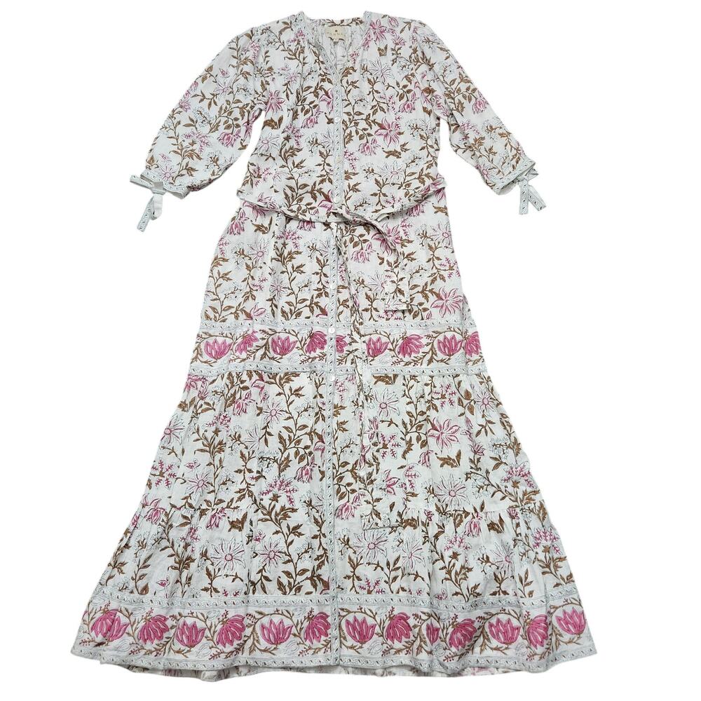 Hannah Artwear Bougainvilea Floral Print 100% Linen Dress Size 0